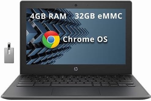 Ordinateur portable Chromebook étudiant HP 11A G8 11,6 po HD, processeur AMD A4-9120C, carte graphique Radeon R4, 4 Go de RAM, eMMC 32 Go, webcam HD, Chrome OS, noir, carte USB Snowbell 32 Go
 Fiche Technique et Prix au Maroc