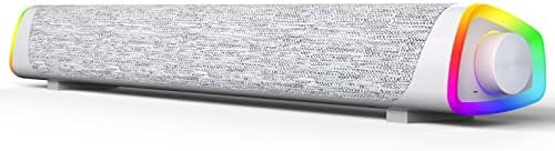 SOULION R30 Plus Haut-parleurs d'ordinateur, barre de son Bluetooth V5.3 alimentée par USB, lumières RVB colorées avec bouton de commutation, son surround, barre de son pour ordinateur portable, pour ordinateur de bureau, téléphone portable
 Fiche Technique et Prix au Maroc