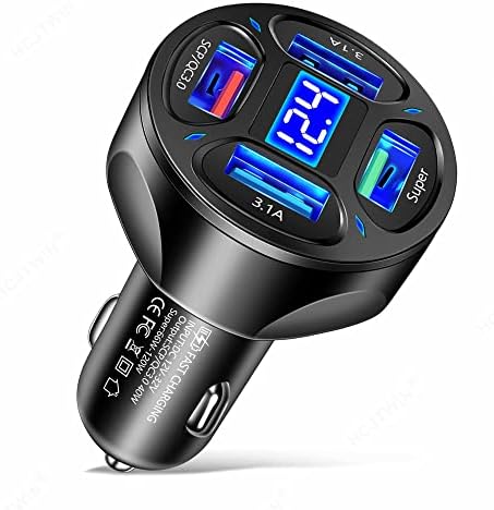 Chargeur de voiture charge rapide, chargeur de téléphone portable 66 W SCP/QC3.0, chargeur USB allume-cigare avec détection de tension compatible pour iPhone 14 Pro MAX/13, MacBook Pro, iPad Pro, Switch, Galaxy S22/S21
 Fiche Technique et Prix au Maroc