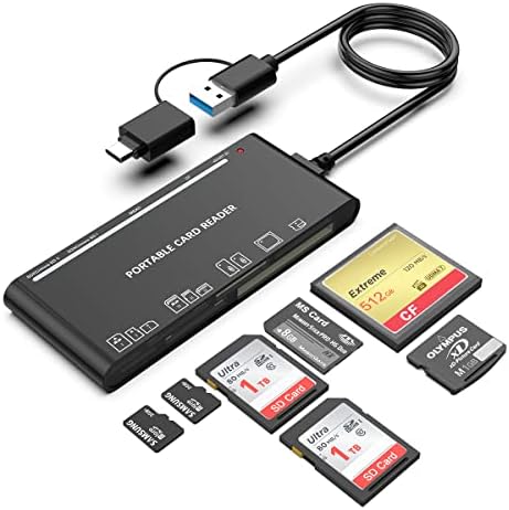 Lecteur de Cartes Multiples USB C USB3.0, SD/TF/CF/Micro SD/XD/MS Lecteur de Cartes mémoire 7 en 1/Adaptateur/Hub pour Cartes SD SDXC SDHC CF CFI TF Micro SD Micro SDXC Micro SDHC MS MMC UHS-I
 Avis, Fiche Technique et Prix au Maroc
