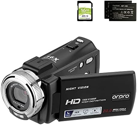 Caméscopes ORDRO HDV-V12 HD 1080P Enregistreur de caméra vidéo Caméscopes à vision nocturne infrarouge avec carte SD 16G et 2 piles
 Fiche Technique et Prix au Maroc