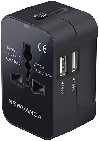 Adaptateur de voyage, adaptateur de voyage universel tout-en-un dans le monde entier, convertisseurs de puissance, chargeur mural, adaptateur de prise d'alimentation CA avec deux ports de charge USB pour les États-Unis, l'UE, le Royaume-Uni et l'Australie, noir
 Fiche Technique et Prix au Maroc