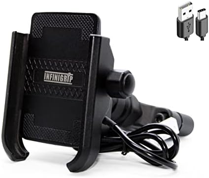 INFINIGRIP Support de téléphone pour moto avec chargeur USB et câble entièrement en alliage d'aluminium - Rotation et verrouillage à 360° - Étanche - Vibration minimale
 Fiche Technique et Prix au Maroc