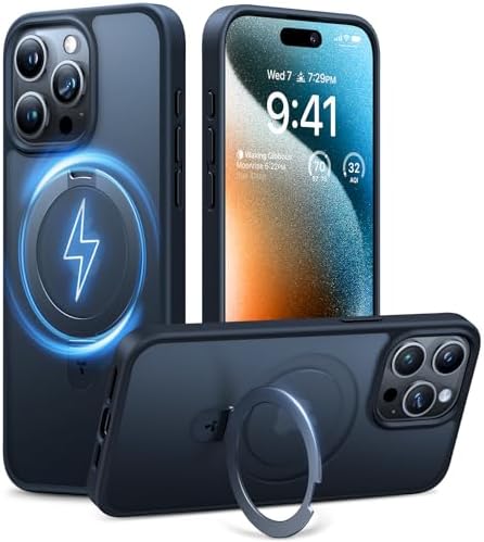 TORRAS Coque magnétique antichoc pour iPhone 15 Pro avec support intégré [Compatible with MagSafe] [12FT Military Drop Protection]  Coque de protection fine avec béquille robuste pour téléphone 15 Pro, titane noir
 Fiche Technique et Prix au Maroc