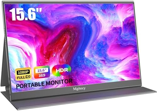 Mgitecy Moniteur portable pour ordinateur portable, 15,6 pouces IPS 1080P FHD USB C HDMI Moniteur de voyage Écran IPS ultra fin avec coque intelligente et deux haut-parleurs Écran supplémentaire pour ordinateur portable, PC, téléphone, Mac Xbox Ps5/Ps4 Switch
 Fiche Technique et Prix au Maroc
