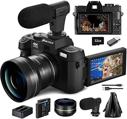 Mo Appareils photo numériques pour la photographie et la vidéo 4K, appareil photo Vlogging 48 MP pour YouTube avec écran rabattable à 180°, zoom numérique 16X, flash et autofocus, objectif grand angle et macro 52 mm, 2 piles, carte SD 32 Go
 Fiche Technique et Prix au Maroc