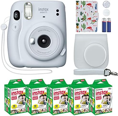 Fujifilm Instax Mini 11 Appareil photo instantané Blanc glacier + Ensemble d'accessoires MiniMate et étui personnalisé compatible + Pack économique de films Fuji Instax (50 feuilles) Album photo Flamingo Designer
 Fiche Technique et Prix au Maroc