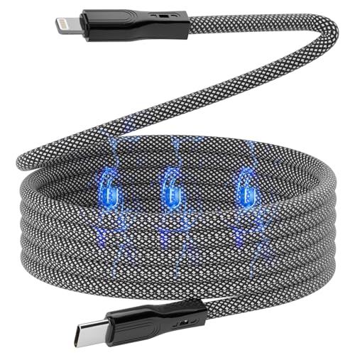 Câble magnétique USB C vers Lightning Magtame, chargeur iPhone PD 30 W charge rapide, cordon de chargement iPhone de type C à enroulement rapide 3 pieds [MFi Certified] Compatible avec iPhone 14 13 12 11 Pro Max Xs 8 iPad
 Fiche Technique et Prix au Maroc
