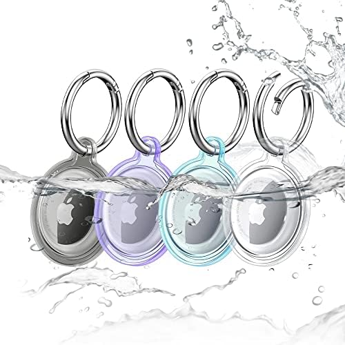 RECKNEY Lot de 4 étuis étanches en silicone pour Airtag - Compatible avec Apple Airtag - IP68 - Noir, transparent, bleu, violet
 Avis, Fiche Technique et Prix au Maroc
