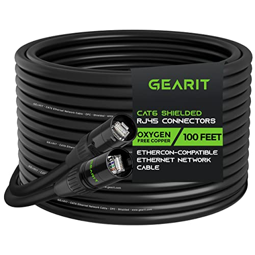 GearIT Câble Ethernet CAT6, connecteurs RJ45 compatibles EtherCON (100 pieds) pour audio professionnel, blindage en aluminium, cuivre sans oxygène - 100 pieds - Noir
 Fiche Technique et Prix au Maroc