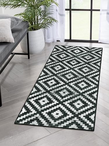 Lahome Tapis de couloir lavable avec envers en caoutchouc noir et blanc pour couloirs, treillis bohème marocain, doux, antidérapant, imprimé à poils courts, pour cuisine, buanderie, chevet, 2 x 5
 Fiche Technique et Prix au Maroc