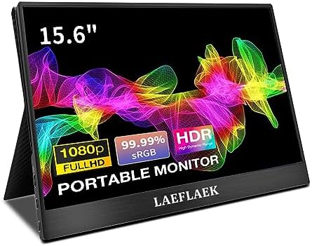 LAEFLAEK Moniteur portable 15,6" 1080p pour ordinateur portable, extension de moniteur HDR de voyage HDMI USB-C pour écran PC Mac téléphone PS5 Xbox Switch avec Smart Cover
 Fiche Technique et Prix au Maroc