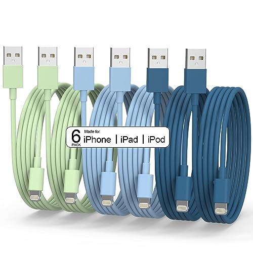 Lot de 6 chargeurs iPhone certifiés Apple MFi – Câble Lightning USB haute vitesse en nylon tressé pour charge rapide compatible avec iPhone 14/13/12/11 Pro Max/XS MAX/XR/XS/X /8/7/6 et plus
 Fiche Technique et Prix au Maroc