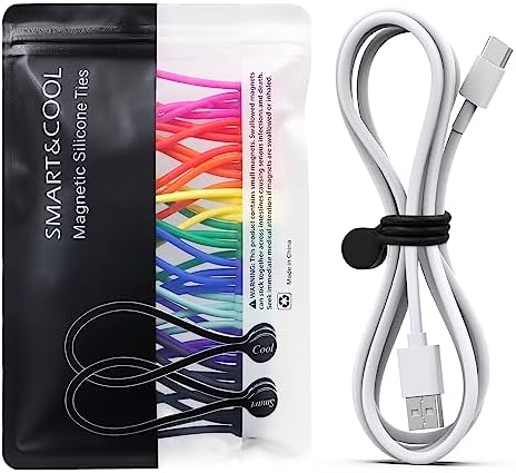 SMART&COOL Attaches de câble magnétiques réutilisables en silicone pour regrouper et organiser, contenir des objets, des marqueurs de livres, des aimants de réfrigérateur, couleurs assorties, 7,16'' (paquet de 20, multicolore)
 Fiche Technique et Prix au Maroc