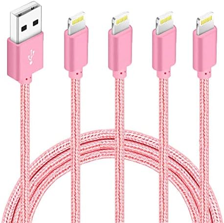 Lot de 4 chargeurs pour iPhone (9,1 m, 1,8 m, 1,8 m, 3 m) Câble de charge USB certifié MFi Câble Lightning en nylon tressé Cordon de charge rapide compatible pour iPhone 14/13/12/11/X/Max/8/7/6/6S/5/5S/SE/ Plus/iPad (rose)
 Fiche Technique et Prix au Maroc