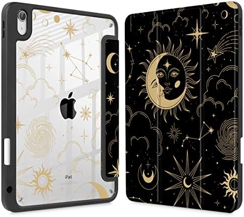 Tuiklol Étui pour iPad 10e génération, 2022 10,9 pouces, porte-crayon intégré avec coque antichoc, coque arrière transparente, mise en veille/réveil automatique avec iPad 10,9" modèle A2757 A2777 A2696, lune et étoile
 Fiche Technique et Prix au Maroc