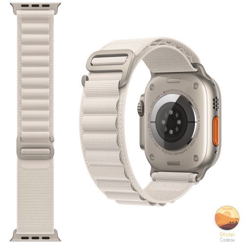 Bracelet Remplacement alpine Loop Apple Watch Serie 8 7 6 5 4 3 2 SE ultra BLANC
 Fiche Technique et Prix au Maroc