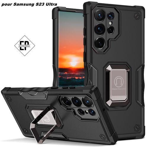 Coque antichoc pour Samsung S23 Ultra Shockproof avec Bague Anti Chute - béquille
 Fiche Technique et Prix au Maroc