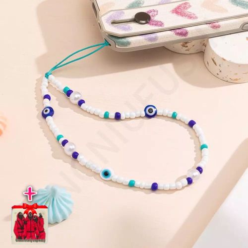 Lanière Strap Evil Eye Blue & white Perle + Sticker Choose
 Fiche Technique et Prix au Maroc