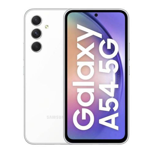 Samsung Galaxy A54 5G - 6.5''-(8GB - 256GB)-50MP+12MP+5MP+/32MP- Blanc
 Fiche Technique et Prix au Maroc