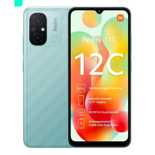 XIAOMI Redmi 12C (4GB -128GB)MediaTek G 85-5000 mAh-50 MP- NFC - Vert
 Fiche Technique et Prix au Maroc