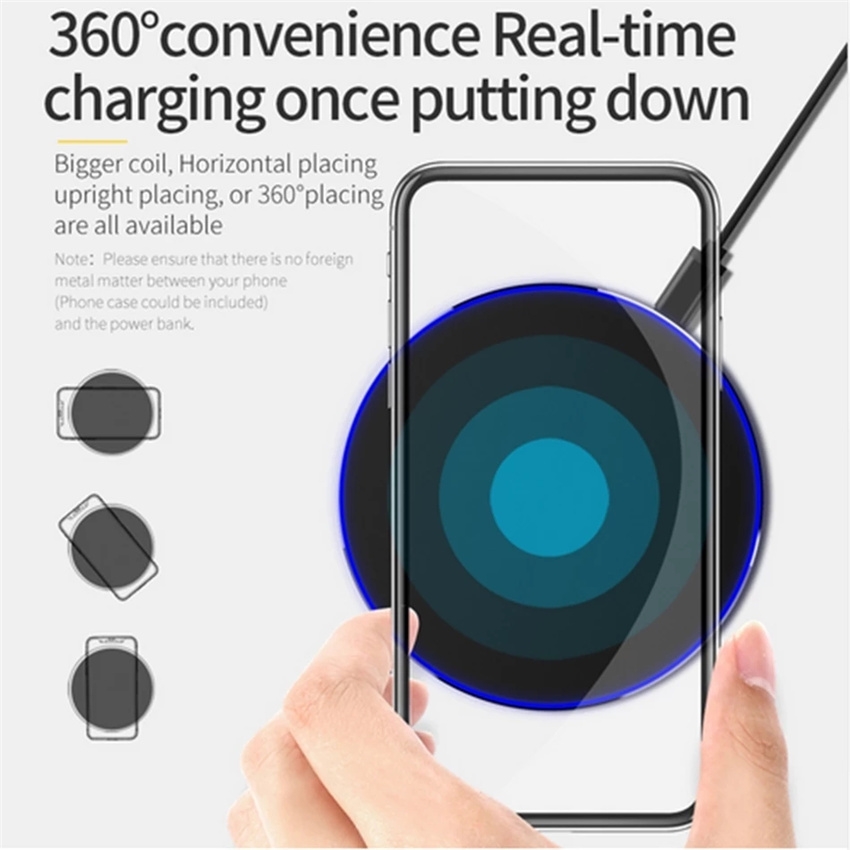 Chargeur Sans Fil Rapide 15W - Compatible Qi Pour Android/iOS, Design Ultra-fin 6.5 Mm, Surface Antidérapante