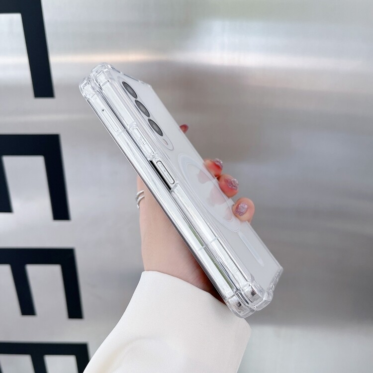 Pour Samsung Galaxy Z Fold3 5G Magsafe Étui de téléphone antichoc transparent magnétique - 4