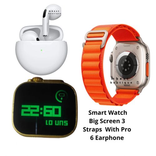 New Set 49MM Smart Watch Big Screen 3 Straps Siri Watch 9 Suit -Pro 6 Earphone
 Fiche Technique et Prix au Maroc