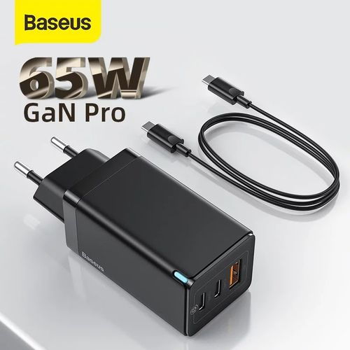 Baseus Fast GaN 2 Pro Chargeur 65W Quick Charge 4.0 PD Fast Charge AFC FCP Travel Charger For Macbook Pro For iPhone 11 X XS Huawei Mate20
 Fiche Technique et Prix au Maroc