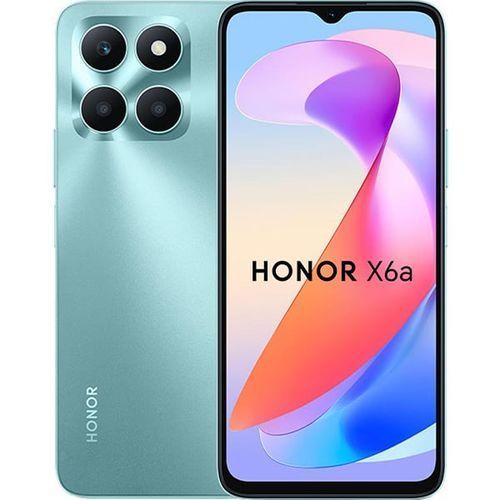 Honor X6A   (4GB -128GB) Helio G35 -5200 mAh - 50 MP- NFC- CYAN
 Fiche Technique et Prix au Maroc
