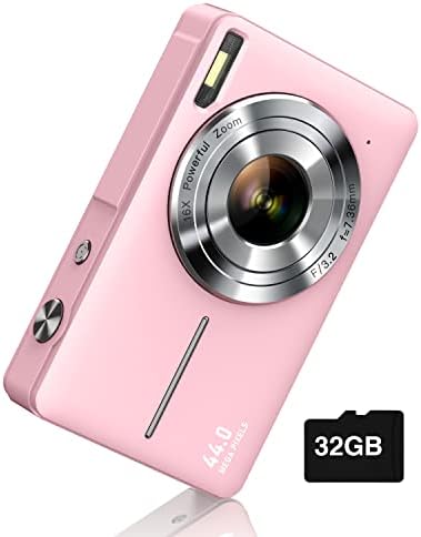 Appareil photo numérique, appareil photo FHD 1080P, appareil photo numérique de pointage et de prise de vue avec zoom 16X anti-secousse, petit appareil photo compact pour garçons filles enfants
 Fiche Technique et Prix au Maroc
