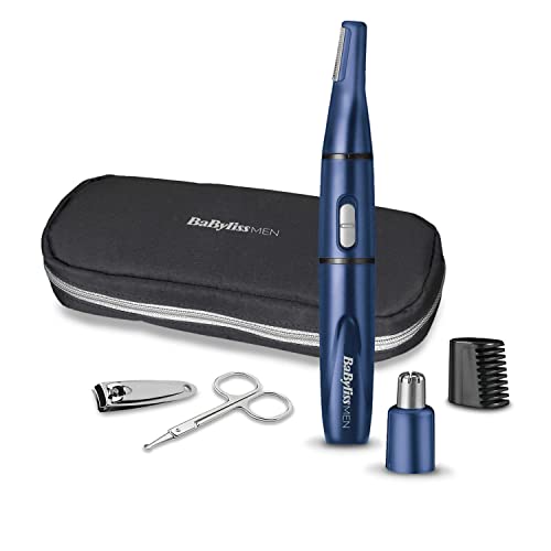 BaByliss 7058PE Kit de toilettage personnel, mini rasoir, tondeuse nez et oreilles, tondeuse de précision avec guide pour sourcils, ciseaux et coupe-ongles
 Avis, Fiche Technique et Prix au Maroc