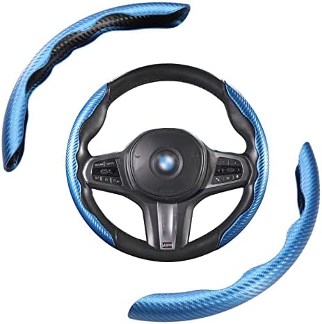 Jawmoy Housse de volant antidérapante en fibre de carbone pour voiture, 2 pièces de protection de volant segmentée, housse universelle de volant de voiture, accessoires de direction pour voiture, excellents cadeaux (bleu)
 Fiche Technique et Prix au Maroc