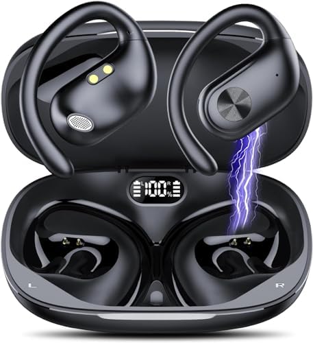 FAMOO Écouteurs à oreille ouverte, écouteurs Bluetooth 5.3, autonomie de 60 heures, véritables écouteurs ouverts avec réduction de la perte auditive, basses profondes, affichage LED, étanche IPX7, écouteurs sans fil pour réunion, conduite
 Avis, Fiche Technique et Prix au Maroc