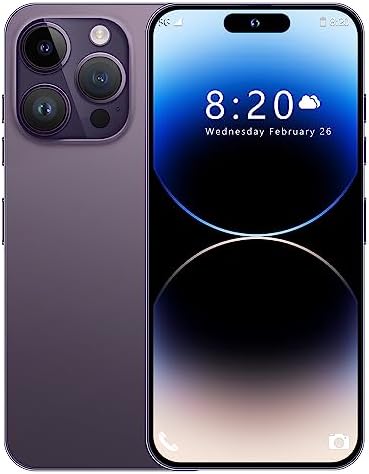 xixaomiro i14Pro 2023 Téléphone portable débloqué 5G Android 8 Go + 512 Go 1 To extensible 6,7" FHD 90 Hz Écran d'affichage 6800 mAh Batterie Téléphone portable Appareil photo 13 MP/48 MP Double carte SIM (Violet)
 Fiche Technique et Prix au Maroc