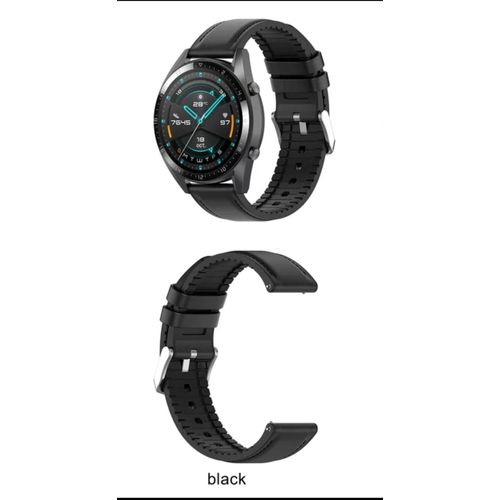 Bracelet de rechange en cuir et silicone 22mm Pour Huawei Watch GT 46mm /42mm /Watch GT 2 46mm/ GT 2 Pro / GT 2E **La montre n'est pas incluse**
 Fiche Technique et Prix au Maroc