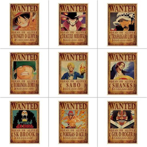 Lot de 9 pièces de posters One Piece - HIGH QUALITY
 Fiche Technique et Prix au Maroc