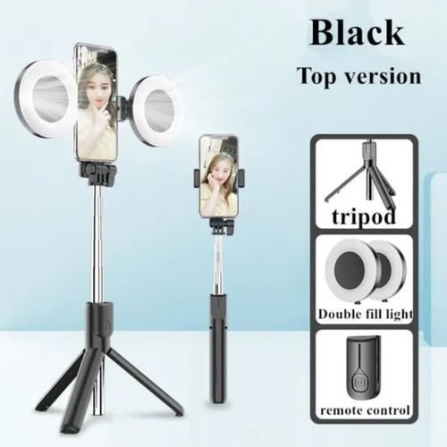 Perche à selfie Bluetooth extensible avec 2 lumières d'appoint et télécommande.
 Fiche Technique et Prix au Maroc