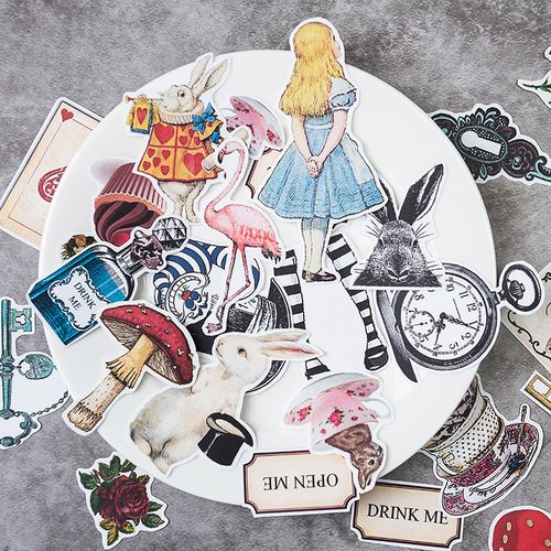 vintage Alice series stickers DIY scrapbooking junk journal album diary happy plan decorative lot/12 pcs
 Fiche Technique et Prix au Maroc