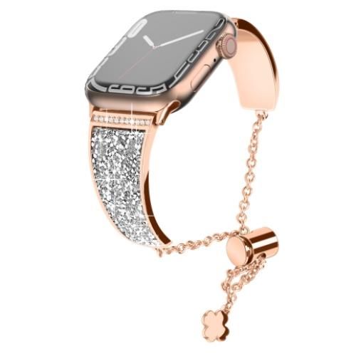 Bracelet de montre en alliage de diamants pour Apple Watch Series 8,7 41 mm, SE 2,6, SE, 5,4 40 mm / 3,2,1 38 mm (Or rose)
 Fiche Technique et Prix au Maroc