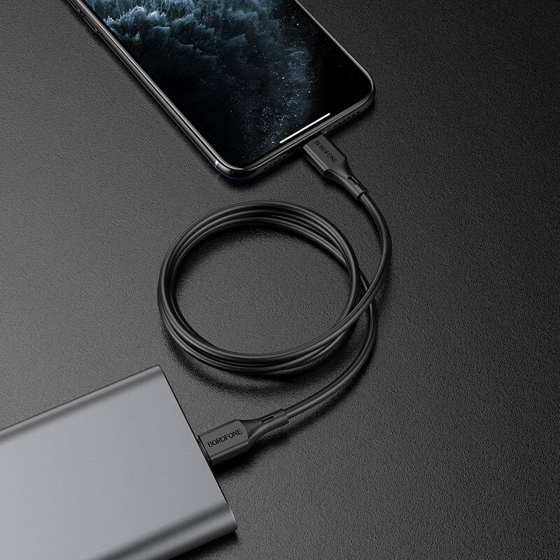 borofone bx49 cool pd charging data cable usb c to lightning interior