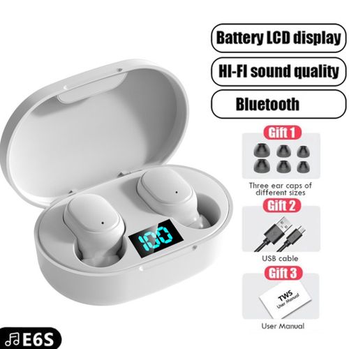 Écouteurs E6S Sans-Fil Bluetooth V5.3 Ecran LED
 Fiche Technique et Prix au Maroc