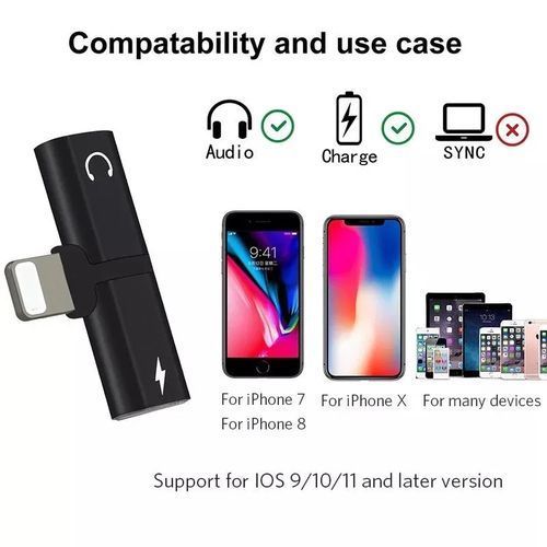 2 in 1 adaptateur audio chargeur pour iphone 7 8 plus X Connecteur splitter chargeur adaptateur de casque pour écouteur et chargeur
 Fiche Technique et Prix au Maroc