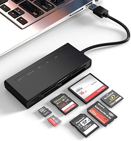 Lecteur de carte multi SD USB3.0, SD/TF/Micro SD/CF/MS/XD 7 en 1, lecteur de carte mémoire haute vitesse 5 Gbit/s pour carte SDXC SDHC TF Micro SD CF MS MMC, adaptateur Sony Memory Stick Pro Duo Read 5 Cartes simultanément
 Avis, Fiche Technique et Prix au Maroc