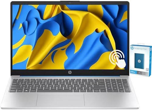 HP 2023 Ordinateur portable à écran tactile 15,6" avec clavier rétroéclairé, 8 Go de mémoire DDR5 5 200 MHz, SSD PCIe 1 To, processeur double cœur AMD Athlon Gold 7220U, Windows 11 Home, avec SSD externe P500 250 Go
 Fiche Technique et Prix au Maroc