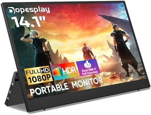 Dopesplay Moniteur portable 14,1" FHD 1080P Moniteur de voyage USB-C HDMI pour ordinateur portable, écran IPS HDR ultra fin avec haut-parleurs, petit moniteur externe pour PC, téléphone, Mac, Xbox, PS5/4 Switch
 Fiche Technique et Prix au Maroc