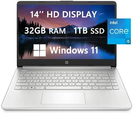 Ordinateur portable HP Upgrade 14 HD, Intel Core i5-1135G7 de 11e génération (Beat i7-1065G7), 32 Go de RAM, SSD de 1 To, webcam, Wi-Fi 5, Bluetooth, USB-C, longue durée de vie de la batterie, Windows 11, prêt pour l'école et l'entreprise , Câble HDMI ROKC
 Fiche Technique et Prix au Maroc