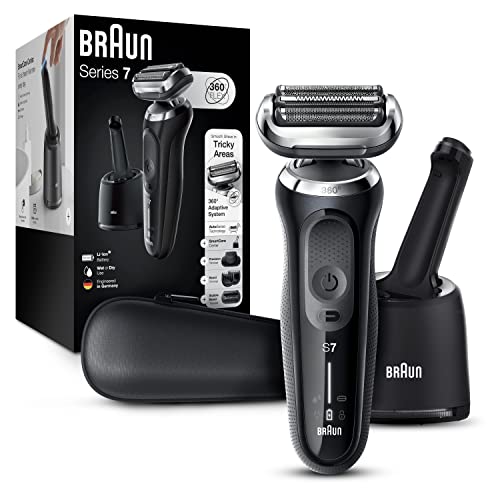 Braun Rasoir électrique pour homme, Series 7 7085cc 360 Tête flexible avec tondeuse à barbe, rechargeable, humide et sec, centre SmartCare 4 en 1 et étui de voyage
 Avis, Fiche Technique et Prix au Maroc