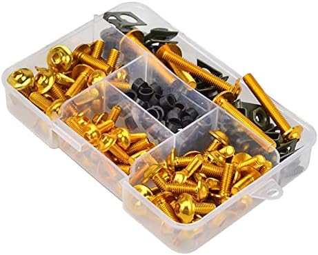 Kit de boulons de carénage de moto, 177 pièces, vis de carrosserie, écrou de remplacement en alliage CNC M6 M5, boulon de moto, écrou de clip pour accessoires de moto et de voiture (or)
 Fiche Technique et Prix au Maroc