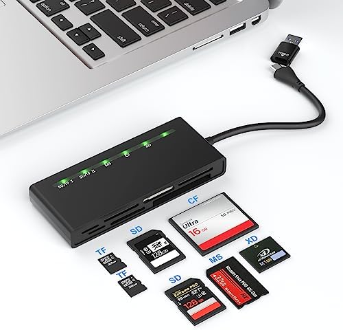 Lecteur de cartes multi-cartes USB C USB 3.0, 7 en 2, lecteur de cartes USB 3.0 XD pour carte CF SD XD MS TF Micro SD SDHC SDXC UHS-I, adaptateur Memory Stick Pro Duo haute vitesse 5 Gbit/s, lecture simultanée de 5 cartes
 Avis, Fiche Technique et Prix au Maroc